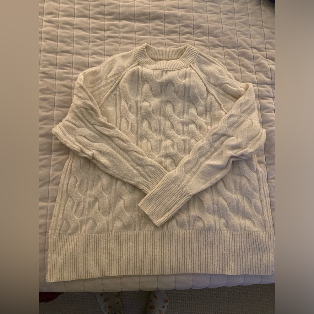 TWO aerie cable knit sweaters